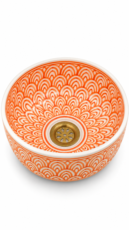Round Hand Painted Washbasin For Home Decor