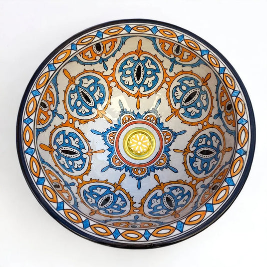 Hand Painted Round Kitchen Sink - Moroccan Sink