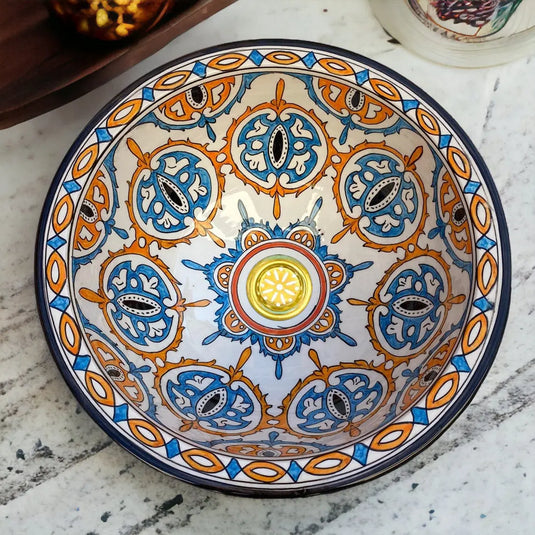 Hand Painted Round Kitchen Sink - Moroccan Sink