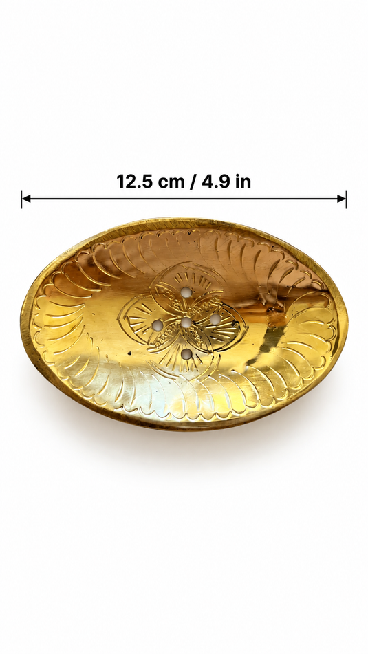 Handmade Moroccan Brass Soap Dish, Antique Style Oval Soap Holder, Unlacquered Brass Bathroom Soap Tray