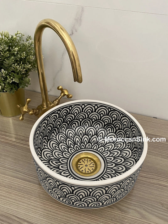 Round Hand Painted Washbasin For Home Decor - Moroccan Sink