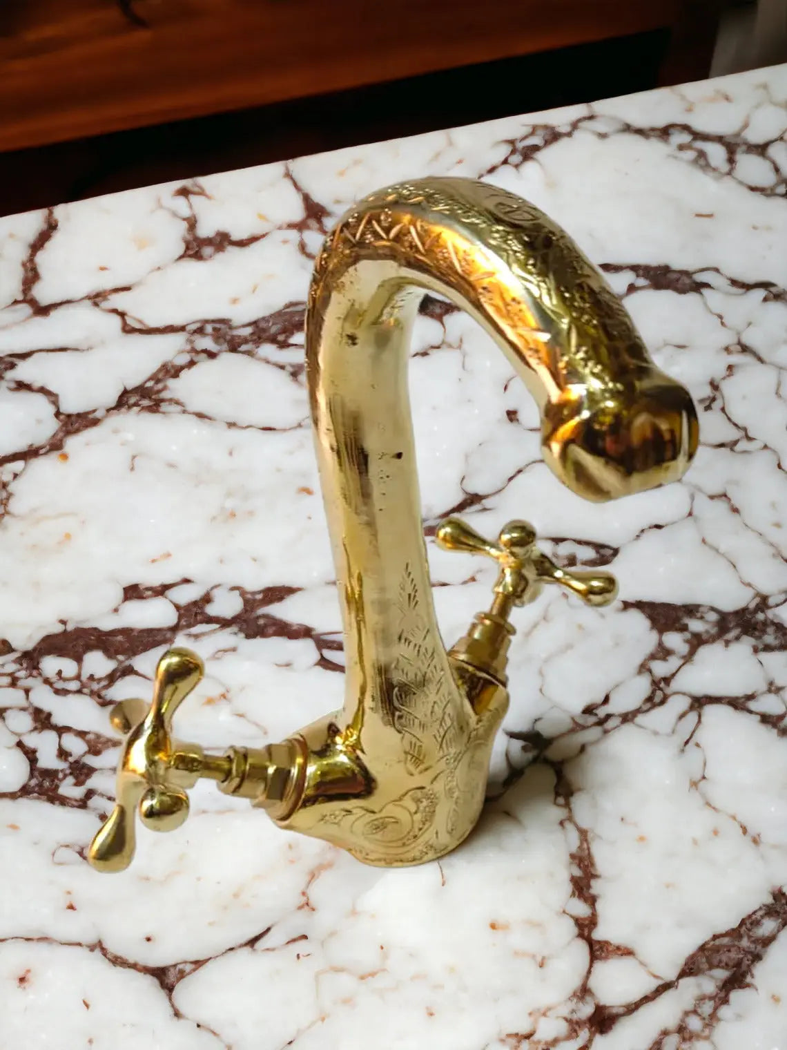 Moroccan Brass Faucet Handmade Engraved Design| MoroccanSink