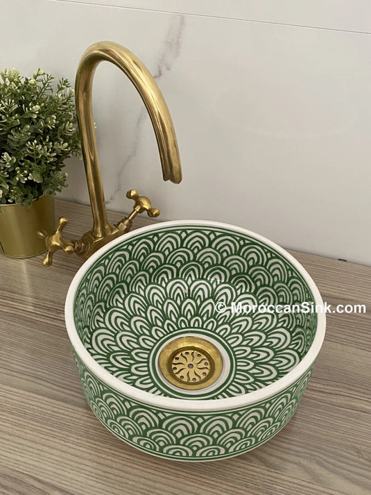 Moroccan Fishscale Green Color Sink - Moroccan Sink