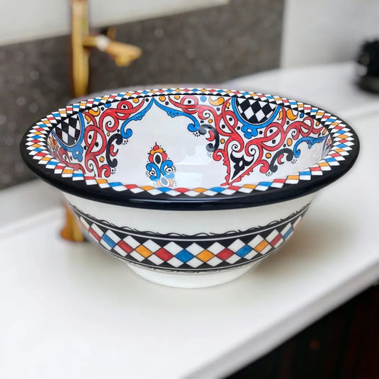 Hand-Painted Bathroom & Kitchen Sink - Moroccan Sink