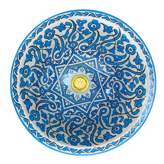 Hand-Painted Bathroom & Kitchen Round Washbasin - Moroccan Sink