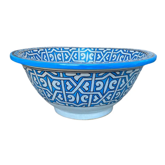 Blue Hand-Painted Bathroom & Kitchen Washbasin - Moroccan Sink