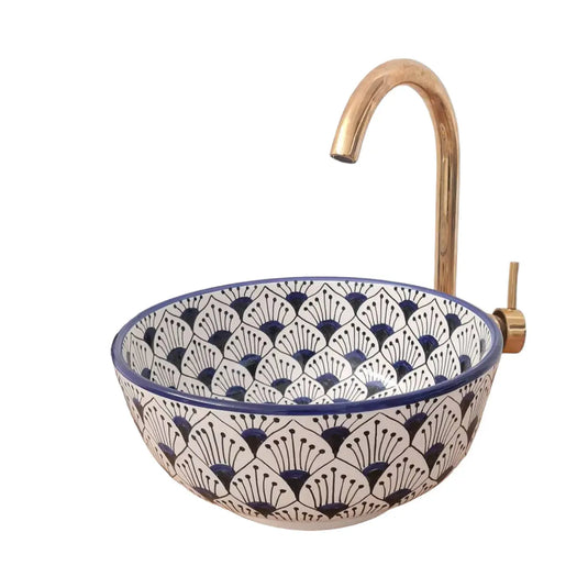 Hand-Painted Bathroom & Kitchen Round Washbasin - Moroccan Sink