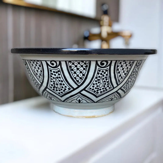 Black Hand-Painted Bathroom & Kitchen Sink - Moroccan Sink