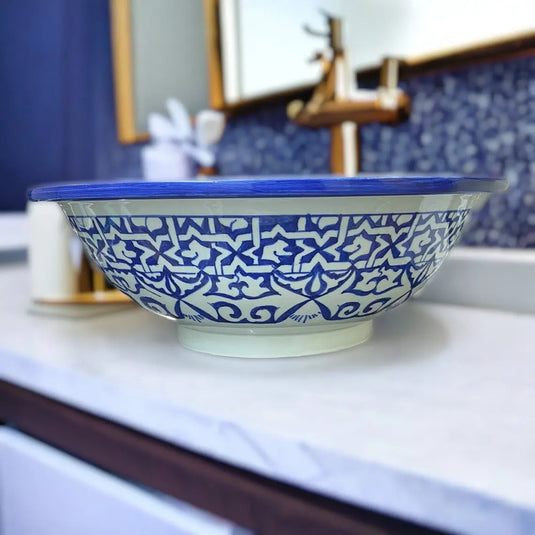 Hand-Painted Bathroom & Kitchen Blue Sink - Moroccan Sink