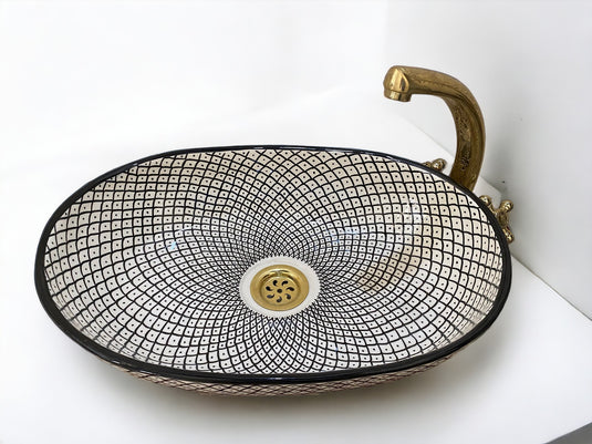 Hand-Painted Oval Bathroom Sink #006