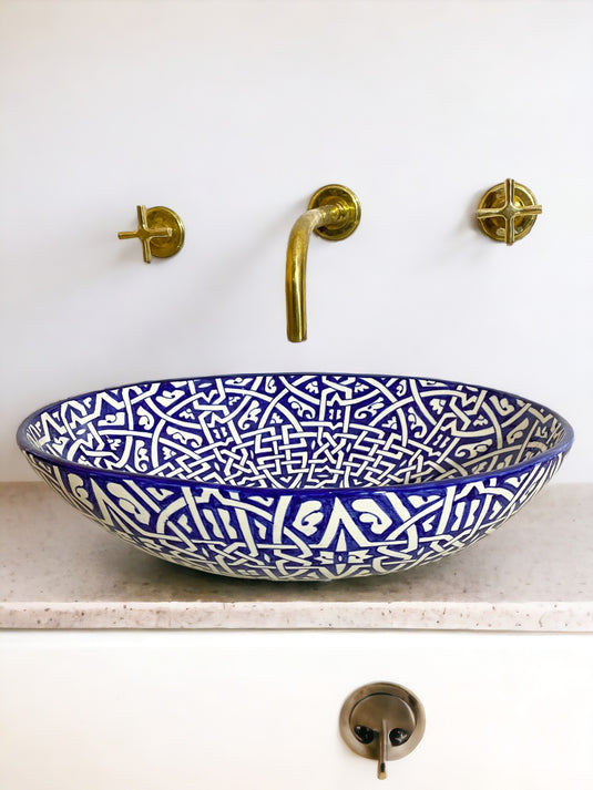 Hand-Painted Oval Bathroom Sink #003