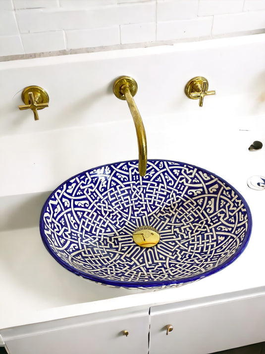 Hand-Painted Oval Bathroom Sink #005