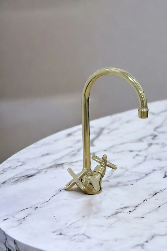 Handmade Brass Countertop Faucet Unlacquered Patina Finish #06 MoroccanSink