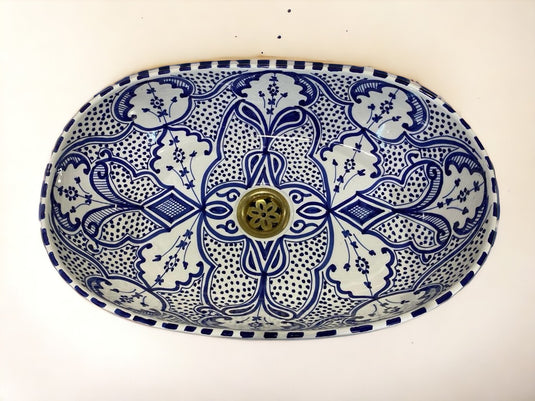 Hand-Painted Oval Bathroom Sink #001