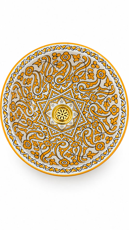 Hand-Painted Bathroom & Kitchen Round Washbasin
