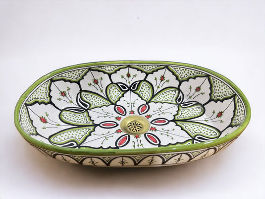 Hand-Painted Oval Bathroom Sink #012