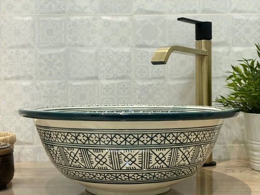 Handcrafted Ceramic Farmhouse Bathroom Sink - Moroccan Sink