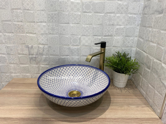 Luxury Minimalist Moroccan Hand Painted Pottery Basin - Moroccan Sink